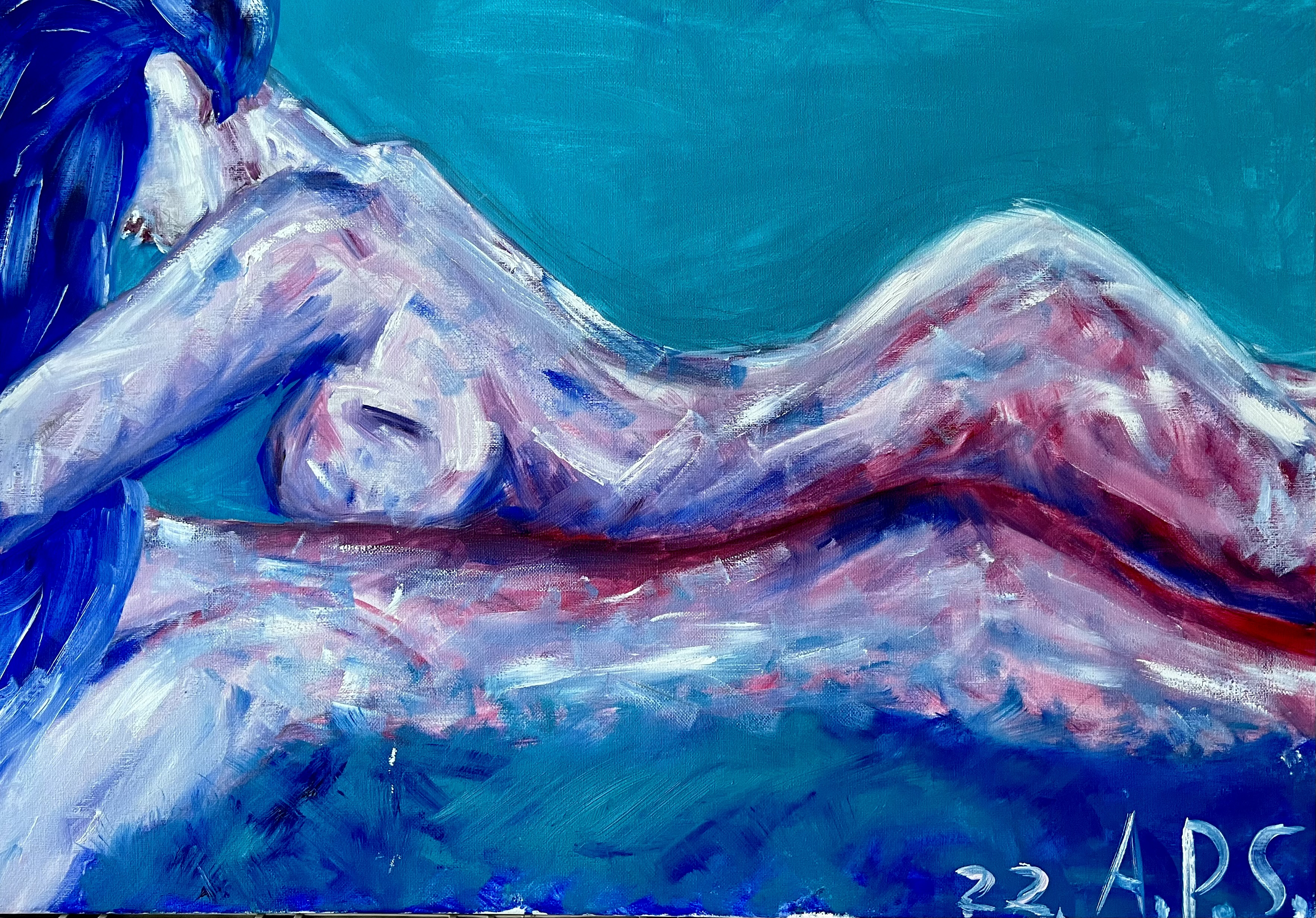 SOUL 1099 - abstract figurative nude in blue tones